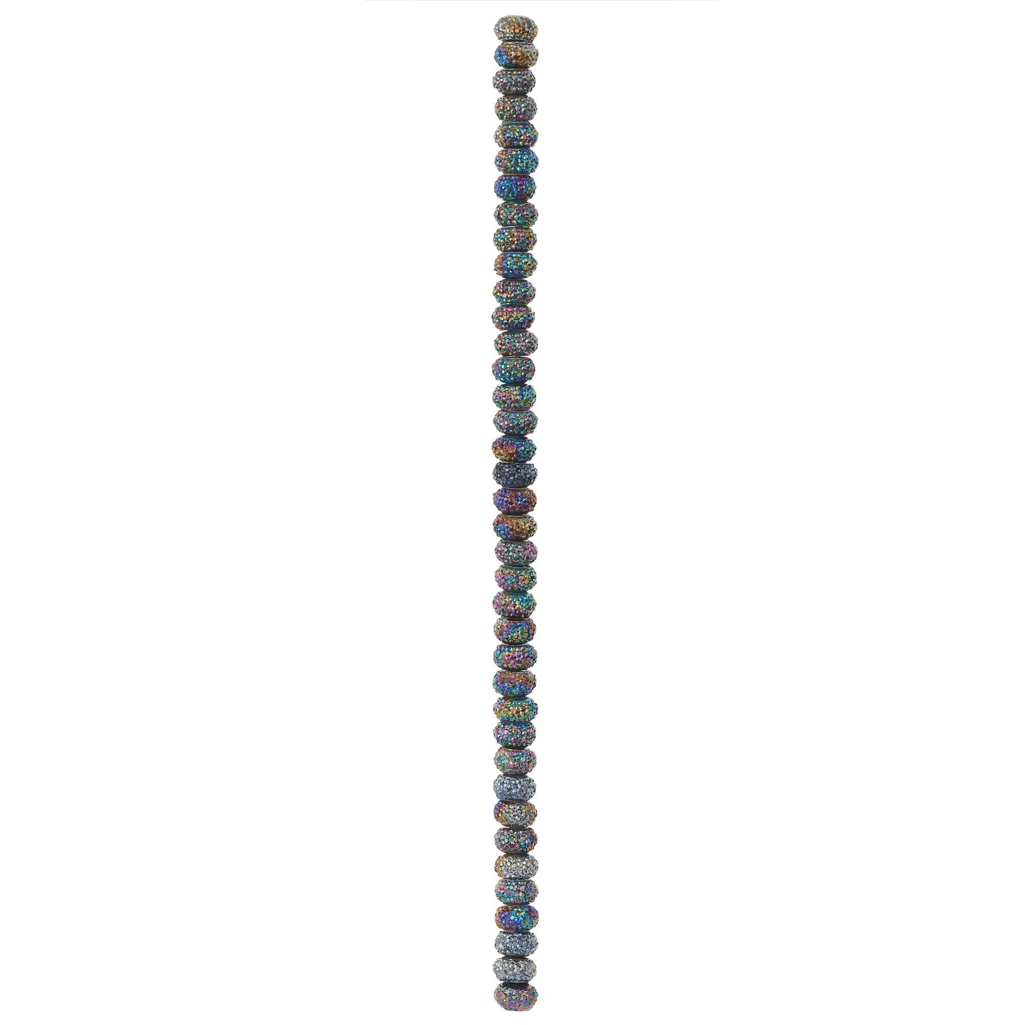 Blue Iridescent Resin Rondel Beads, 8mm by Bead Landing™